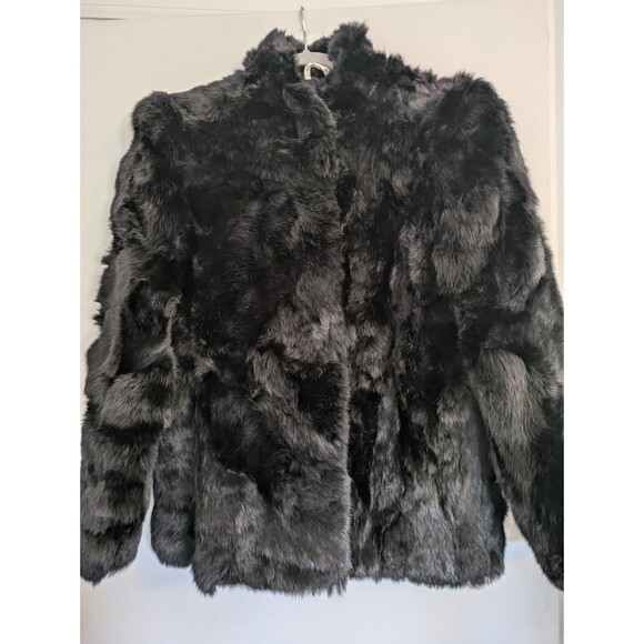 Cecile De France Jackets & Blazers - Vintage Cecile De France, Sz Medium Black Rabbit Fur Coat